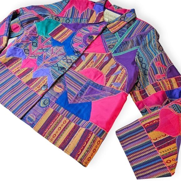 Shannon Anthony Vintage Embroidered Beaded Colourful Patchwork Jacket XLarge - Picture 10 of 11